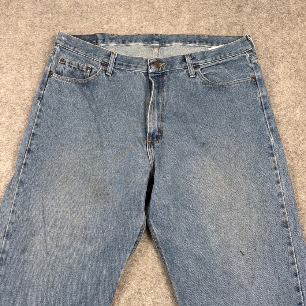 Wrangler Jeans Mens 38x34 Relaxed Fit Blue Denim Utility Outdoor Rugged Workwear